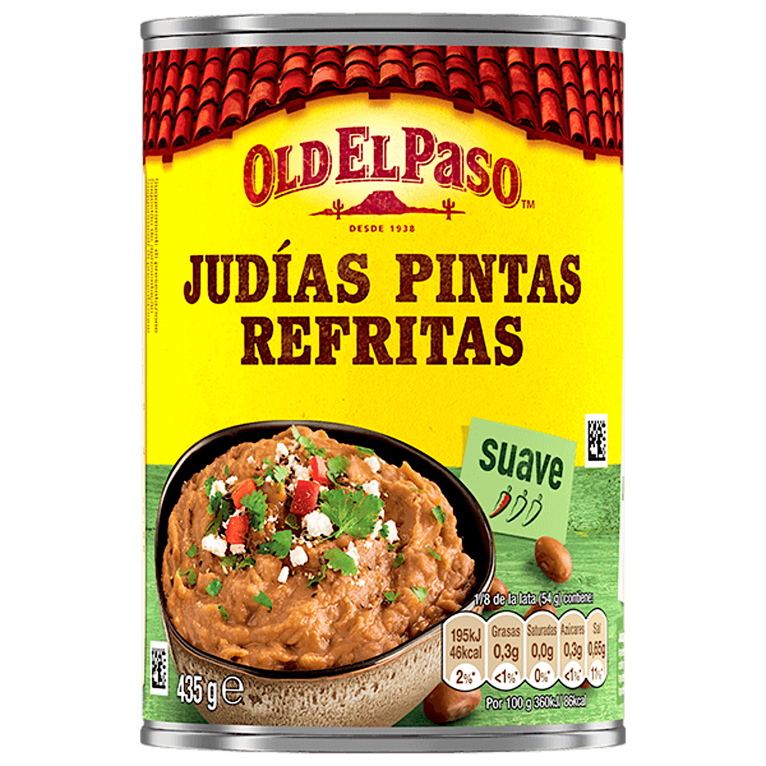 una lata de frijoles pintos refritos suaves old el paso, 435g